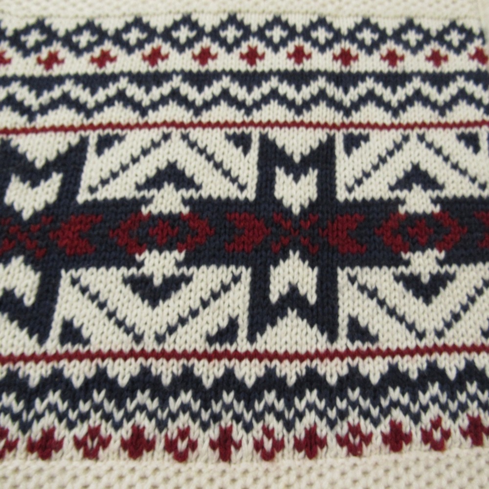 IZOD Sweater Mens XL White 1/4 Zip Mock‎ Neck Fair Isle Pullover Waffle Knit Ski - Picture 6 of 11